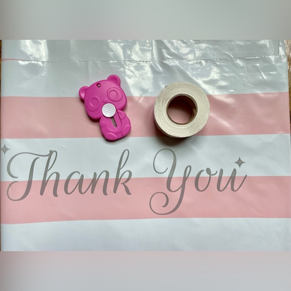 24 10”x13” Poly Mailer Bags 500 Roll of Thank You Stickers & 1 Bear Mini Cutter - Picture 3 of 4